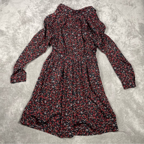 *EUC* Thakoon Collective / Floral Long Sleeve Collar Shirtdress / Black, Red/ 12 - Picture 12 of 15